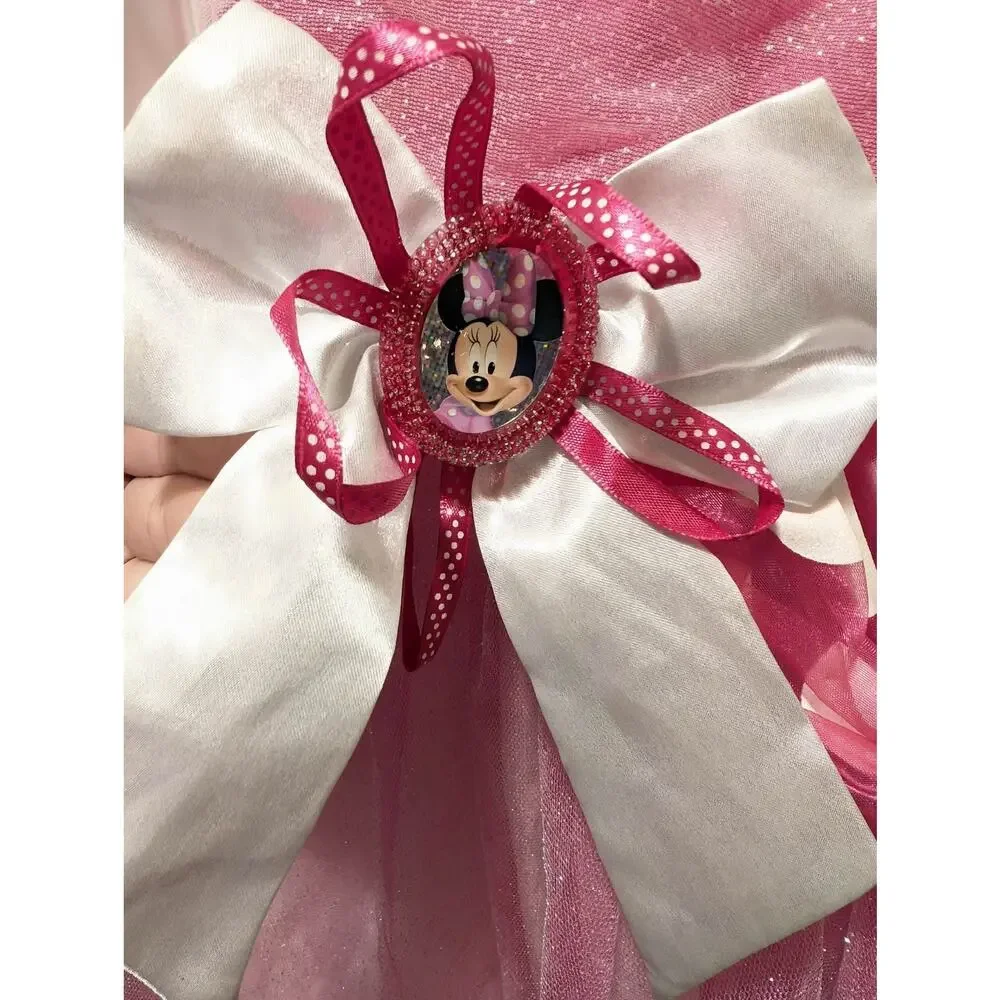 Disney Store Minnie Mouse Pink White Princess Dress Halloween Costume Size S 4-6 - Picture 2 of 11